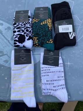 Mixed Pack Men’s Crew Socks in Black, White, Green, and Gold - Branded Styles